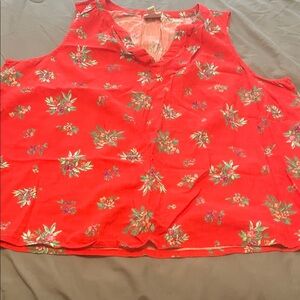 Floral Red Sleeveless Top